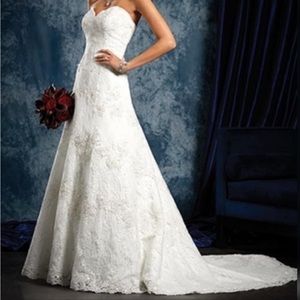Alfred Angelo Sapphire Collection Ivory Gold Beaded and Lace wedding dress
